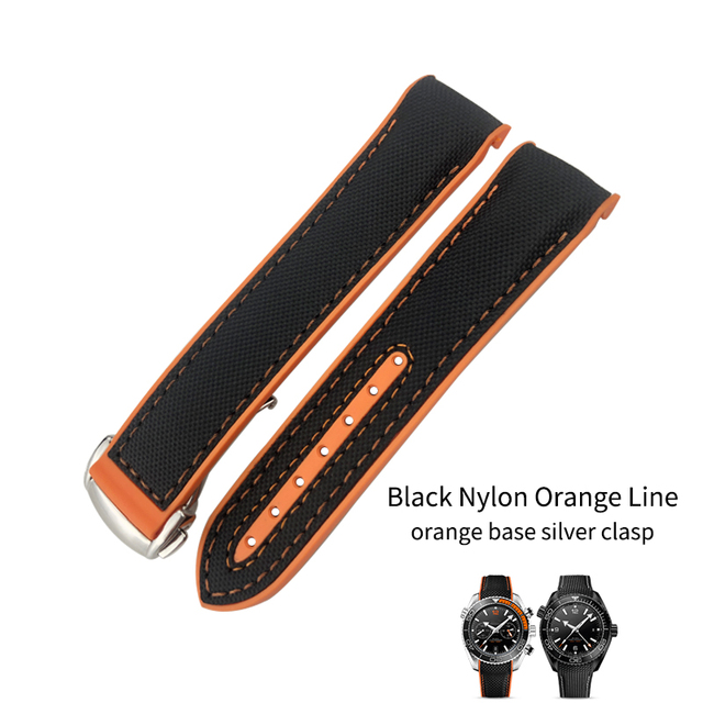 20mm 21mm 22mm Nylon Rubber Leather Watch Band Fit For Omega 300 Planet Ocean 600 Black Canvas Orange Silicone Strap