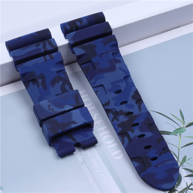 24mm 26mm Camouflage Colorful Silicone Rubber Watch Band Replacement For Panerai Watch Strap Waterproof Watchband Pin Buckle