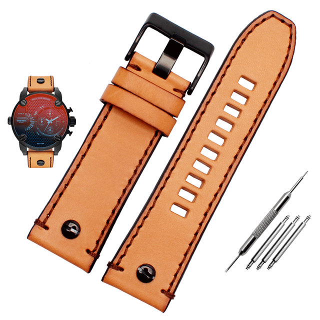 Genuine Leather Watchband for Diesel Watch Strap DZ4476/4482 DZ7408 7406 4318 Strap 22 24 26 28mm Big Size Men Wrist Watch Band