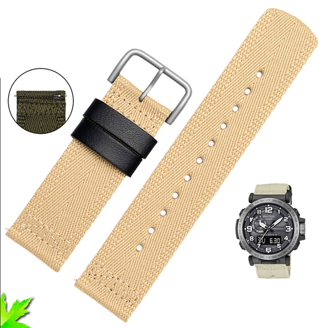 For Casio PRG-600YB PRG-650 PRW-6600 GA2000 Nylon Strap Waterproof Wrist Watch Band Nylon Bracelet Watch Band Longer Strap 24mm