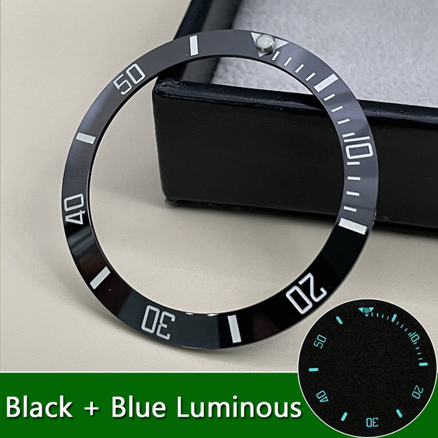 Sub green ceramic bezel insert super C3 green/blue luminous watch case outer ring 38mm*30.6mm suit for 40mm GMT NH35 series watch