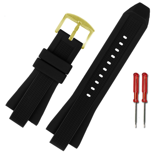 Rubber Watch Strap for MK MK8184 MK8152 MK9020 MK8730 MK8761 8295 8296 Convex Silicone Watch Band Men's Watch Band 29*13mm Black Blue