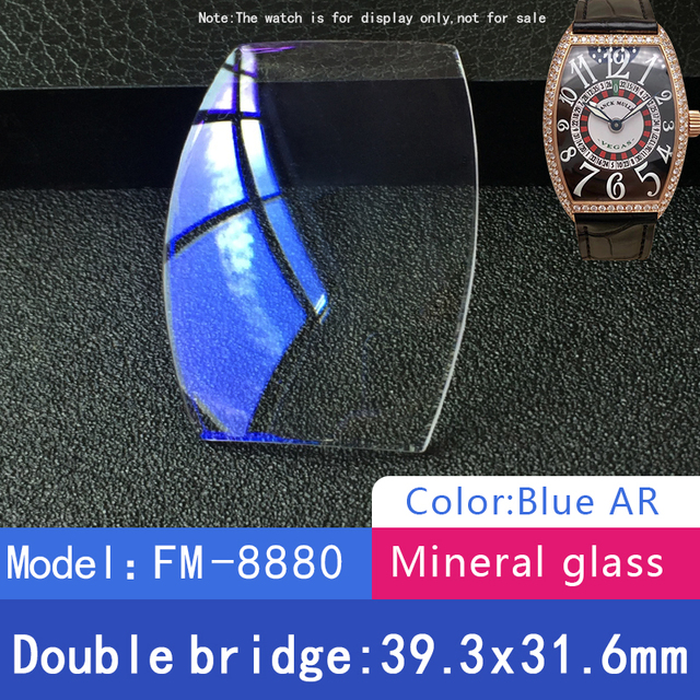 Double Bridge Square Crystal Watch for Franck Muller FM 6000H 5002 5850 Blue Mineral Glass AR Watch Partst