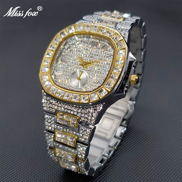 Ice Out Gold Men's Watches Diamond Luxury Design Top Brand Diver Watches Men Water Resistant Dropshipping Men's Watch 2020