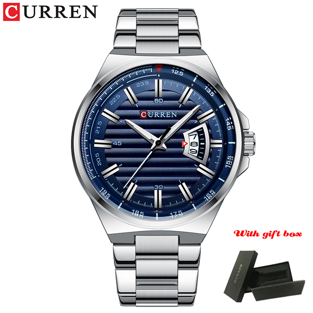 CURREN Fashion Auto Date Stainless Steel Watch For Men Luxury Business Quartz Watch Men Sport Waterproof Male Clock