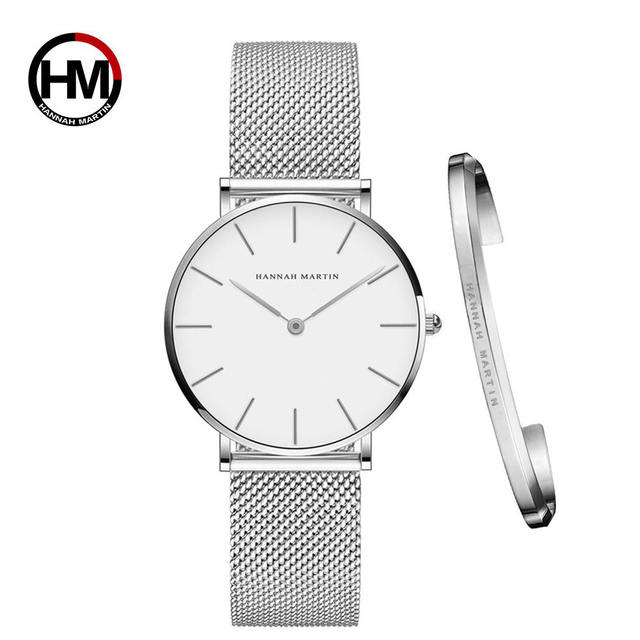 Women Watch 1 Set Bracelet Japan Quartz Simple Movement Waterproof Rose Gold Stainless Steel Mesh Ladies Watch relogio feminino