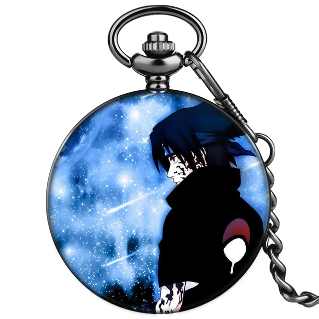 Accept Custom Blue Men Pocket Watch With Thick Chain Japan Animation Personality Style Quartz Watches Exquisite Gift for Husband