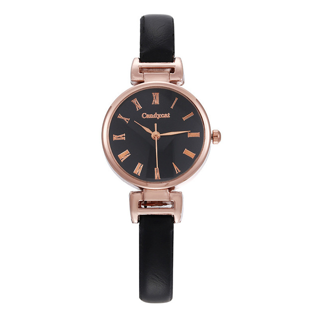 Casual and versatile little fresh Roman lady quartz watch leisure small leather fine strap student watch