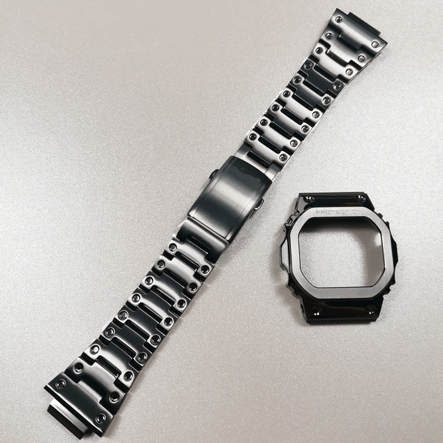 DW5600 Watchband and Metal Bezel Set for GWM5610 GW5000 Stainless Steel Watchband DW5600 GW-M5610 GW5000 Series with Tools