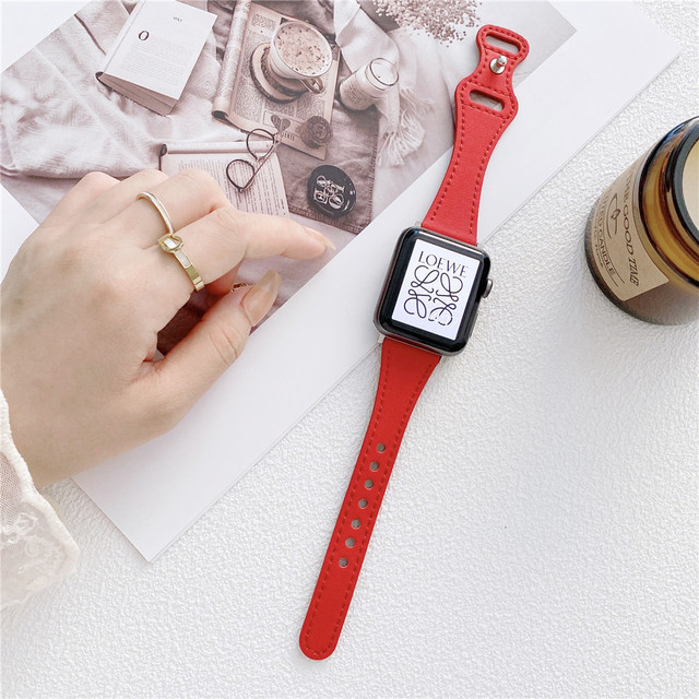 Fashion Leather Band for Apple Watch 40 44mm Slim Waist Watch Band 38 42mm for iWatch Series 6 5 4 3 2 1 SE Accessories Strap