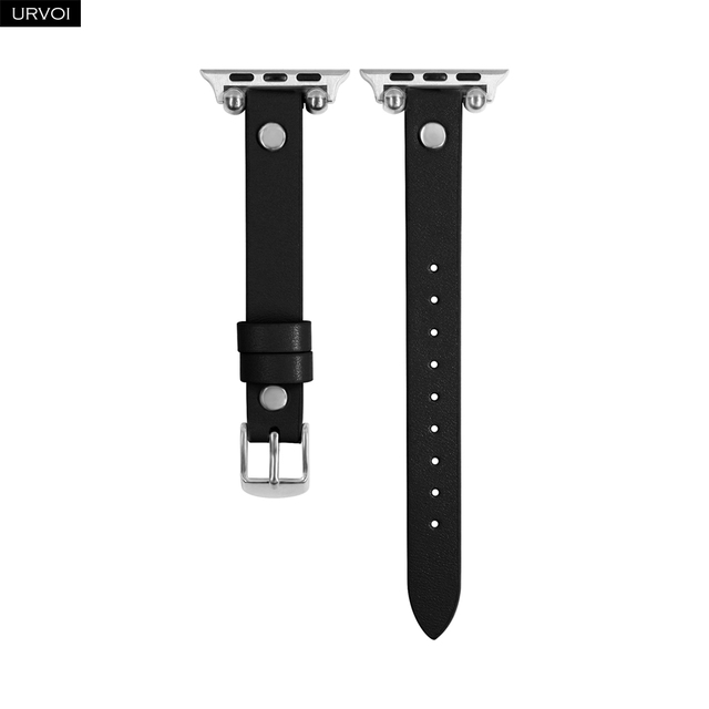 URVOI Leather Strap for Apple Watch Series 7 6 SE 5 4 3 2 1 Ultra-thin Strap Fashion Design Pin Buckle for iWatch 41 45mm