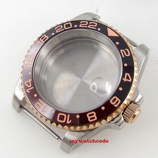 40mm Rotbeer ceramic bezel sapphire watch glass case fit NH35 NH36 2824 2836 Miyota 8215 8205 moveent