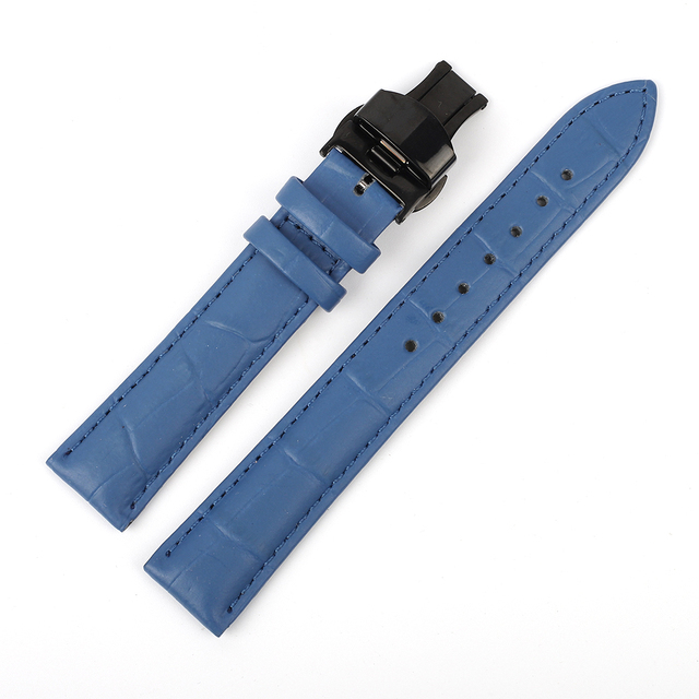 Bamboo Pattern Genuine Leather Wacth Strap Butterfly Buckle Watchband Bracelet for Watch Accessories 18mm 20mm 22mm 24mm