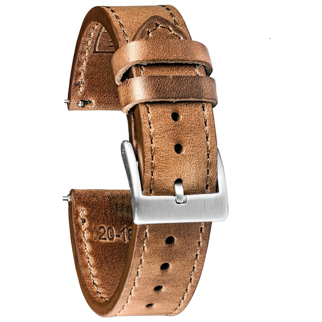 High Quality Horween Genuine Leather Straps Brown Soft Wrap Handmade Horse Leather Watch Strap 18mm 20mm 22mm