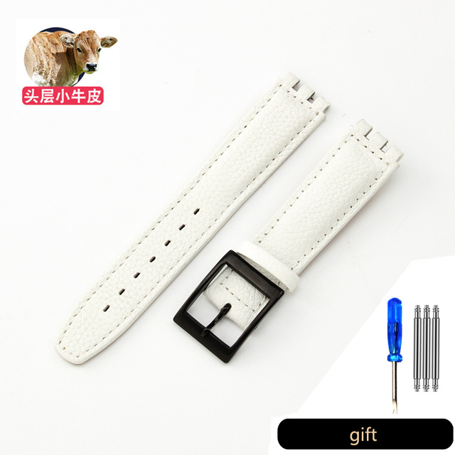 Genuine Leather Watch Strap For Swatch YCS YAS YGS Pin Buckle 17mm 19mm Female Watch Band Blue Red Black Accessories Watchband