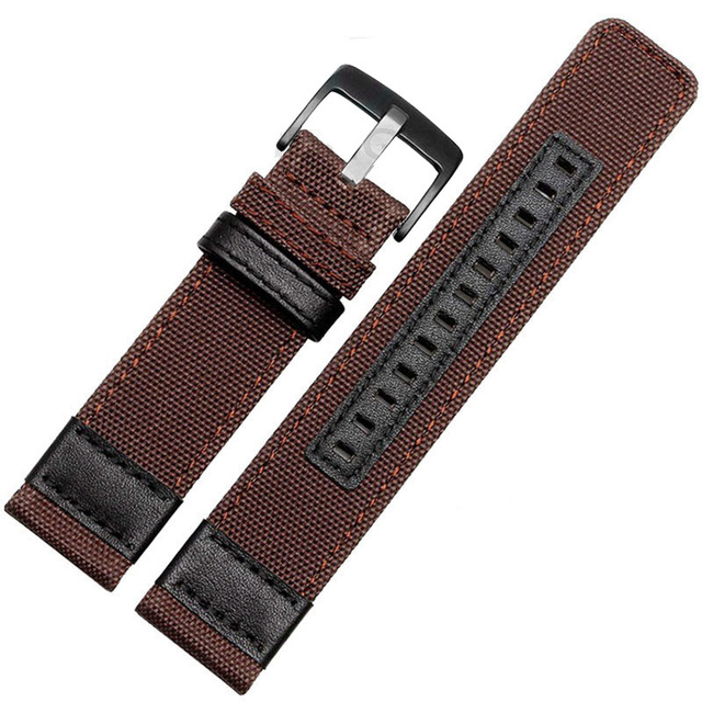 Nylon Watch Straps for Samsung Gear S3 S2 Black and Green Coffee Watch Strap Classic Stainless Steel Band Black Silver Buckle