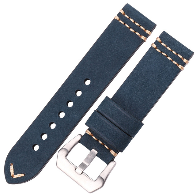 Handmade Watch Band Genuine Leather Watchband 20mm 22mm 24mm Brown Blue Yellow Women Men Cowhide Leather Strap Bracelet Accessories