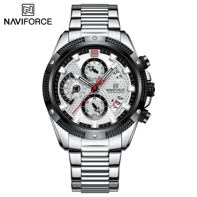 NAVIFORCE Men's Sport Watch Wristwatch Luxury Brand Military Chronograph Stainless Steel Male Quartz Watch Gift 8021