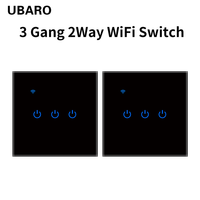 UBARO EU Standard Wifi Smart Drawer Touch Switch Luxury Glass Switch Panel Button App Control Voice Alexa Google Home 1 Gang 2 Way