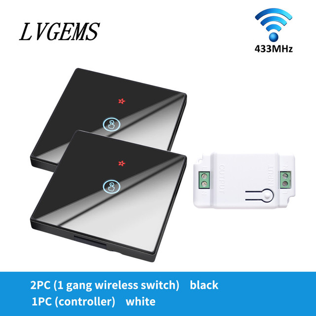 Wireless Switch with Touch Glass Panel, 1/2/3 Button, RF433Mhz, Smart Home Improvement, Wireless Remote Control, Controller, 90-240V