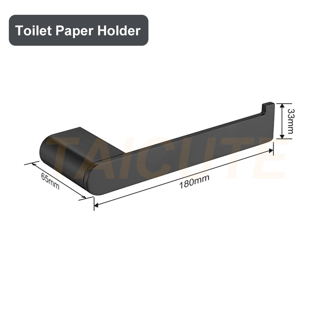 TAICUTE Black Bathroom Accessories Hardware Sets Premium Steel Towel Rack Bar Hook Paper Roll Holder Toilet Brush