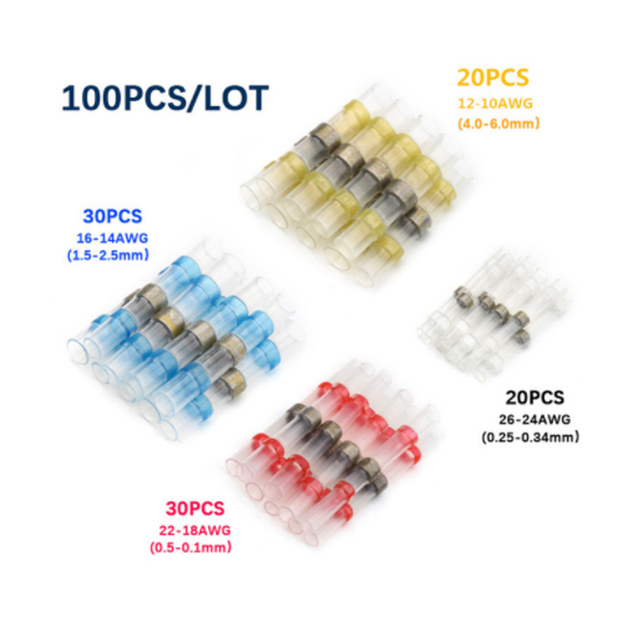 50/100/250pcs Mixed Heat Shrink Connect Terminals Waterproof Soldering Sleeve Tube Insulated Electrical Wire Splice Connectors Kit