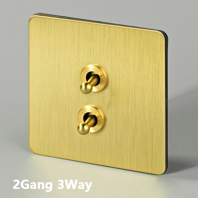 Avoir Gold Wall Light Switch Lever Brass 2 Way Run Off Curtain Momentary Switch Stainless Steel 220V Led Dimmer Usb EU FR Sockets