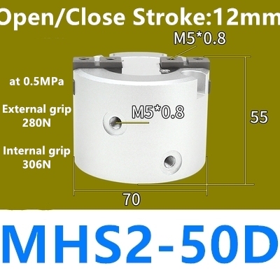 MHS2 MHS3 MHS4 Air Parallel Finger Clutch SameAsSMC Bore 16D/20D/25D/32D/40D/50D mm Double Acting MHS2-16D MHS3-16D MHS4-16D