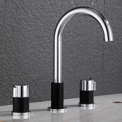 Faucet modern bathroom cabinet washbasin hot and cold double handle three-hole washbasin split three-piece faucet 01-587