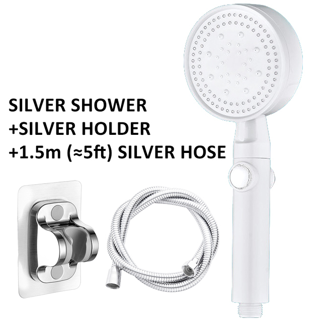 5-mode Shower Water Saving Head One Switch Water Stop Booster Massage Shower Bathroom Accessories Bracket Explosion-proof Pipe