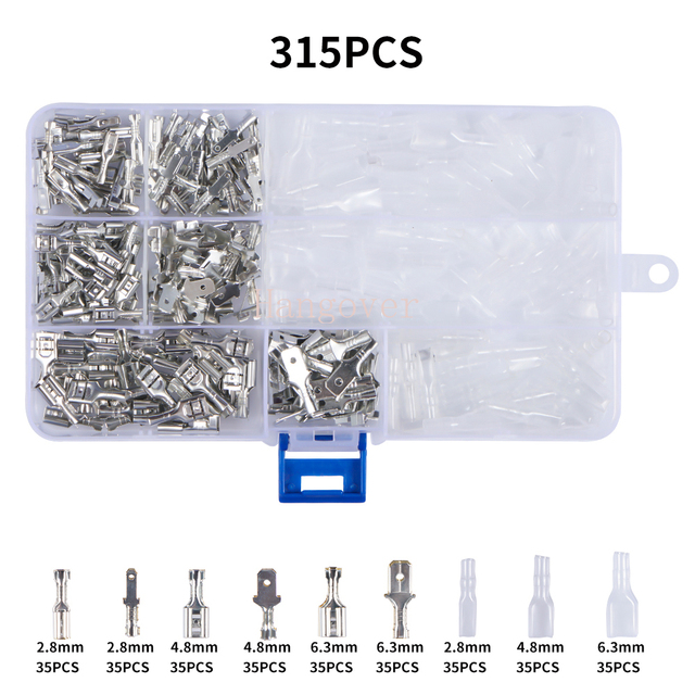 Insulated Box Wire Positive Negative Conductor 2.8/4.8/6.3mm Crimp Terminal Electrical Spade Connectors Assorted Kit