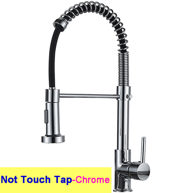 Hot Cold Touch Spring Kitchen Faucets With Pull Out Sprayer Pull Out Kitchen Mixer Tap Black Smart Sensor Touch Kitchen Faucet