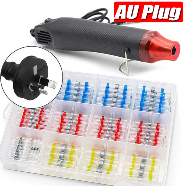 300pcs Waterproof Electric Heat Shrink Butt Terminals Crimp Terminals Weld Sealing Wire Cable Stranding Terminal Kit With Hot Air Gun