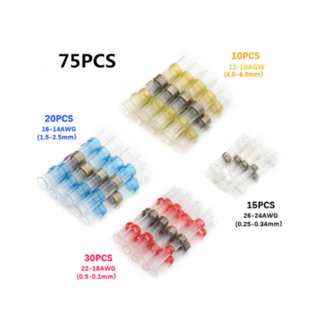50/100/250pcs Mixed Heat Shrink Connect Terminals Waterproof Solder Sleeve Tube Insulated Electrical Wire Butt Connectors Kit