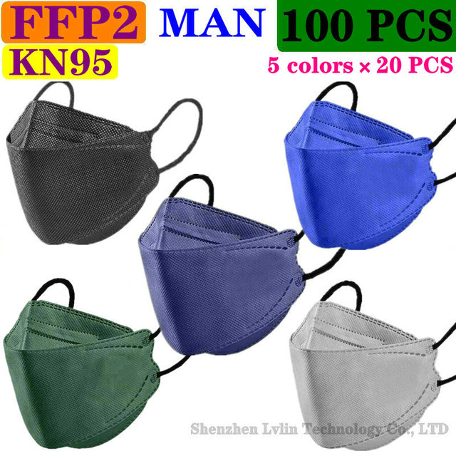 CE KN95 80 Colors Adult FFP2 Mask Black Mascarillas Mask Certified Health Protection Wholesale Fish Face Mask Respirator Filter FPP2