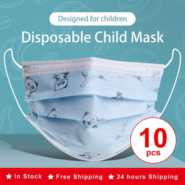 10-200pcs Mascarillas Niños Disposable Kids Mask Boy Girl Kitty Cat Car Animals Cartoon Children Face Mouth Masks Masque Enfant