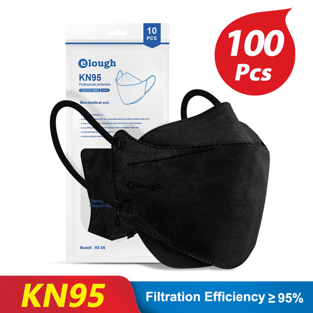 KN95 قناع 4 طبقات سلامة KN95 أقنعة غبار FFP2 تنفس تصفية FFP2Mask الوجه قناع واقٍ الغبار FFP2 FFP3