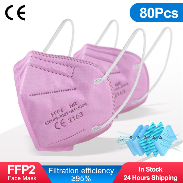 5-100pcs Pink KN95 Masks For Adult Masacarillas FPP2 Approved ffp2Mask Protective Respirator FPP2 Mask FFP2 Face Mouth Mask