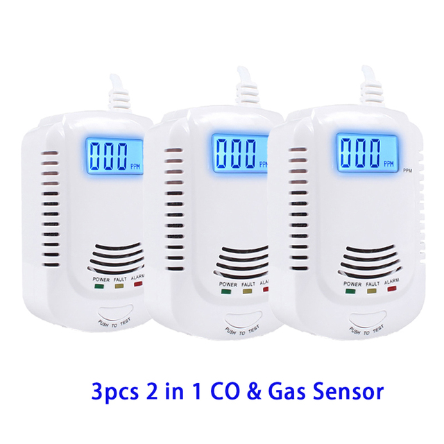 Combination CO Carbon Carbon Monoxide Detector Combustion Sensitive Gas Leak Sensor Auto Detection Failure Fire Alarm EU Plug AC 90V-220V