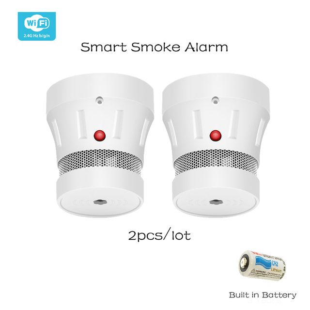 Zigbee smoke fire alarm protection detector tuya smart home security built in beep battery powered for easy replacement