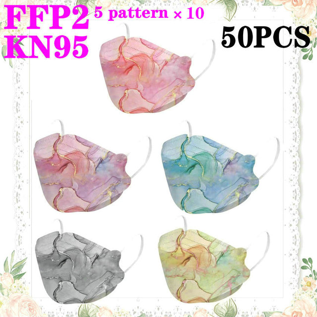 KN95 FFP2 Unique Print Fish Mask Mascarillas CE Protective Breathing Dust Anti-Fog Adult Colorful Masques