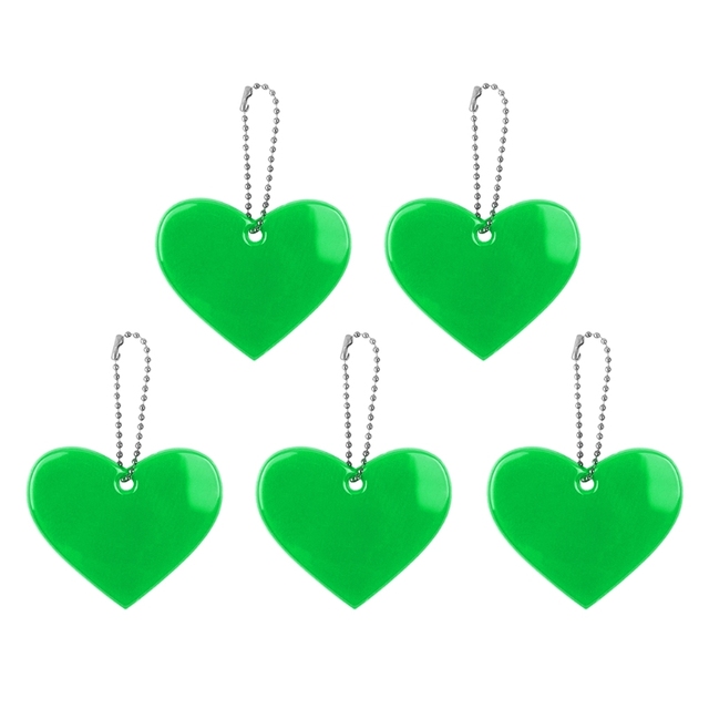 5pcs Cute Heart Shape Reflective Keychain Bag Pendant Doft Accessories Reflective PVC Keyrings For Visible Safety