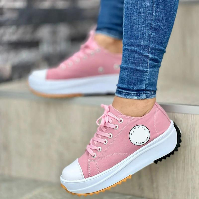 2022 Spring Low-top Sneaker Women Shoes Thick-soled Candy Color Flats Canvas Shoes Female Lady Platform Sneakers Dropshipping