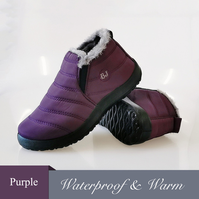 Snow Boots Women Shoes Warm Plush Fur Ankle Boots Winter Female Slip On Waterproof Flat Casual Shoes Ultralight Boots