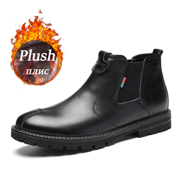 High Quality Men's Leather Chelsea Boots Men's Fashion Rubber Shoesr Non-slip Sole Autumn Casual Shoes Stretch 2021 Spring