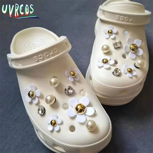 1 مجموعة اليدوية croبها بنفسك Crocs Charms بلينغ JIBZ إبزيم حجر الراين اكسسوارات سلسلة معدنية تسد حديقة حذاء الديكور الفتيات 지지