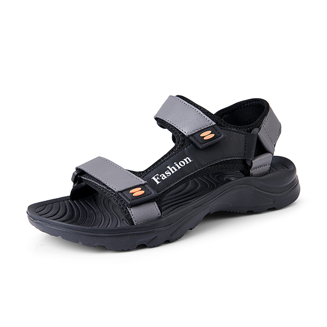 Black Leather Sandals for Men Non-slip Outdoor Walking Walking Fashion Man Plus Size 39-46 Gladiator Rubber Shoes 2022 Summer New