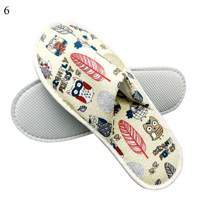 Hotel Travel Spa Disposable Slippers Cute Printed Linen Guest Slippers Home Room New Beauty Salon Slippers Women Slippers Hot