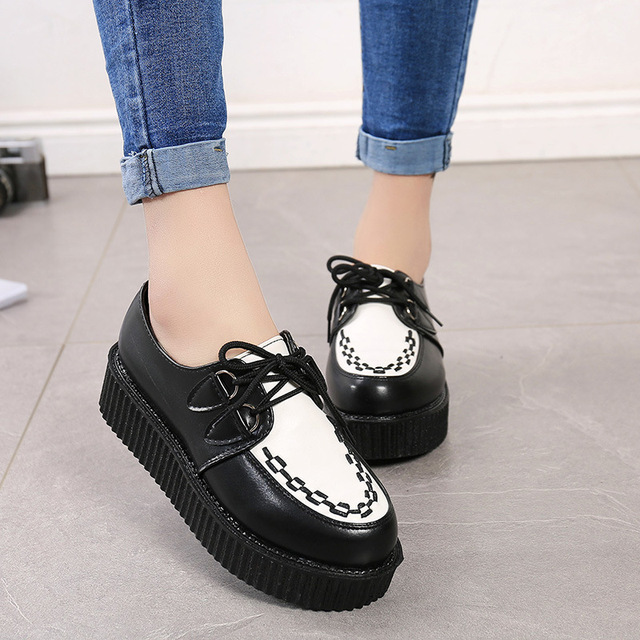 Creepers Casual Shoes Woman Plus Size Sneakers Women Shoes Ladies Platform Shoes 2022 Lace-up Women Flats Female Shoes Loafers