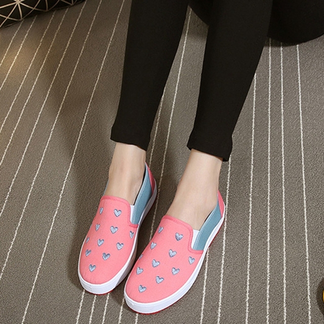 JERSEY-Women's Canvas Flats Canvas Shoes Comfortable Round Toe No Lace-up Plus Size 35-40 Casual Date F950 Spring Autumn